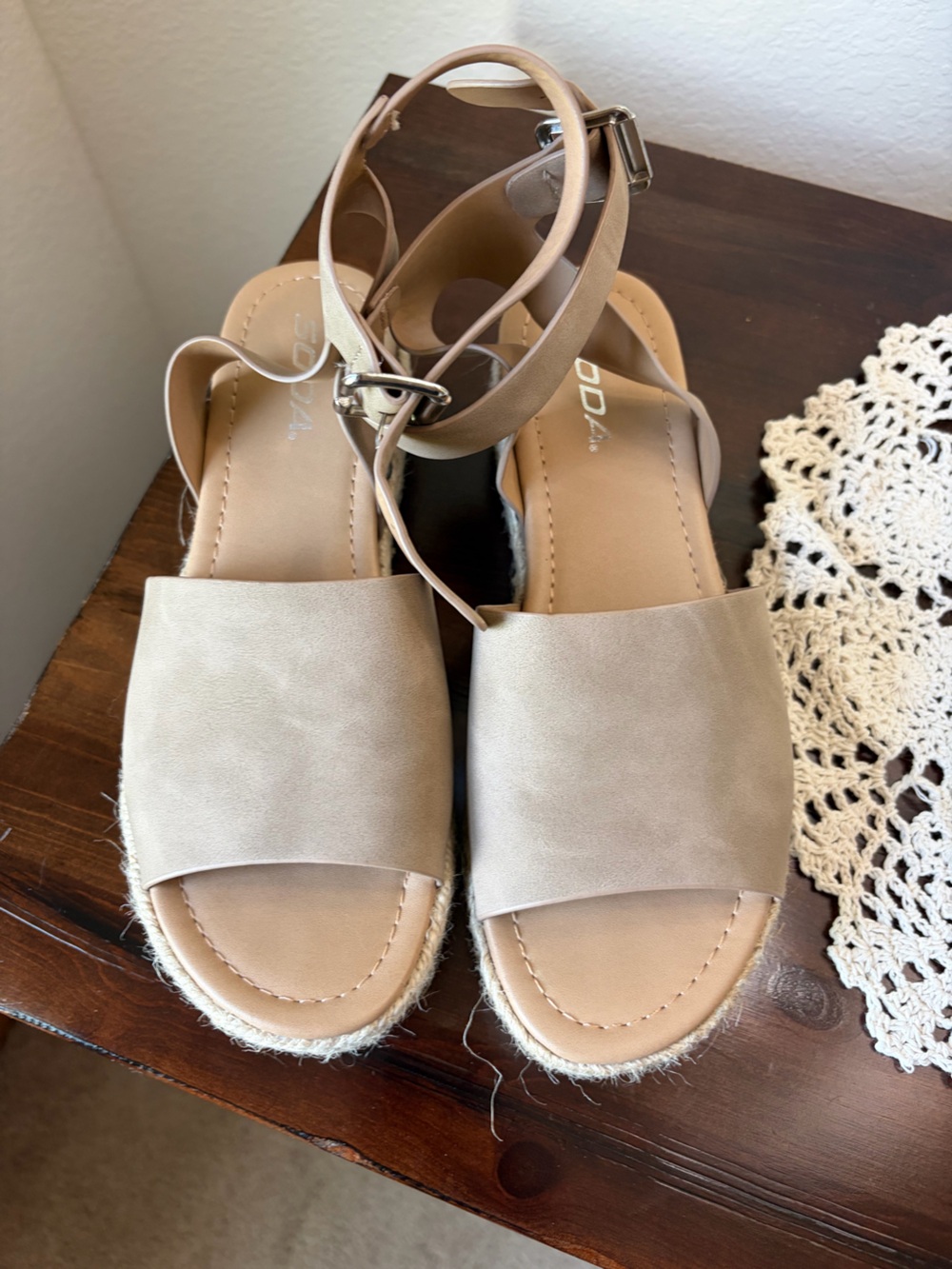 Soda Tan Open-Toe Ankle Strap Sandals